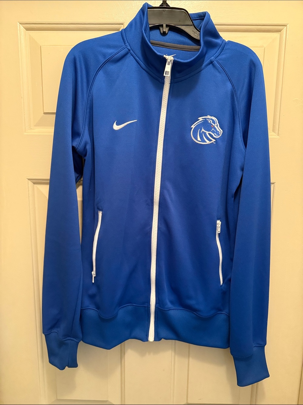 Boise State Nike Royal Blue Full-Zip Varsity Jacket with White Trim
